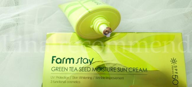 Farmstay Green Tea Seed Moisture Sun Cream солнцезащитный увлажняющий с семенами зеленого чая, отзыв