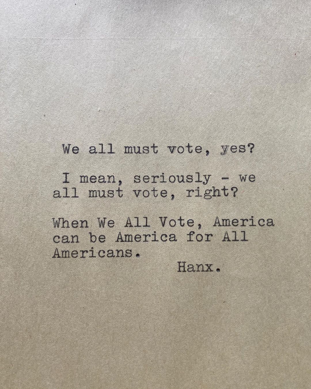 Tom Hanks - Hey Folks! Dig the Roots? Hang out at #RootsPicnic with @WhenWeAllVote. A virtual festival! @livenationurban weall.vote/rootspicnic
Hanx