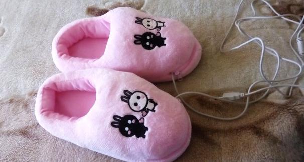 Тапки с подогревом Aliexpress Winter Practical Plush USB Foot Warmer Shoes Soft Electric Heating Slipper Cute Rabbits Pink фото