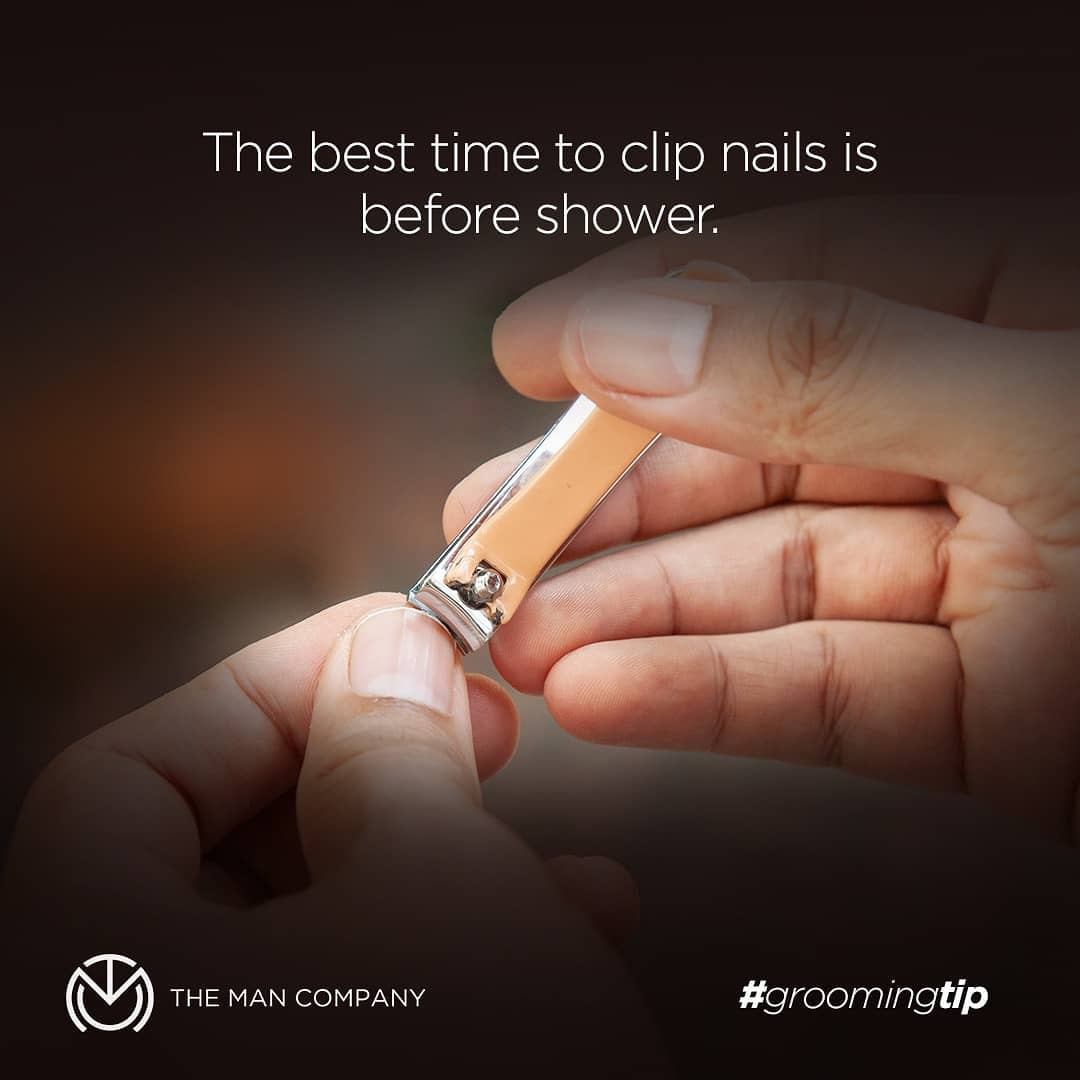 The Man Company - Nails softened after a shower tend to get brittle and cut uneven. Trimming them before will not only cut them properly but also clean the under-nails.
#themancompany #gentlemaninyou...