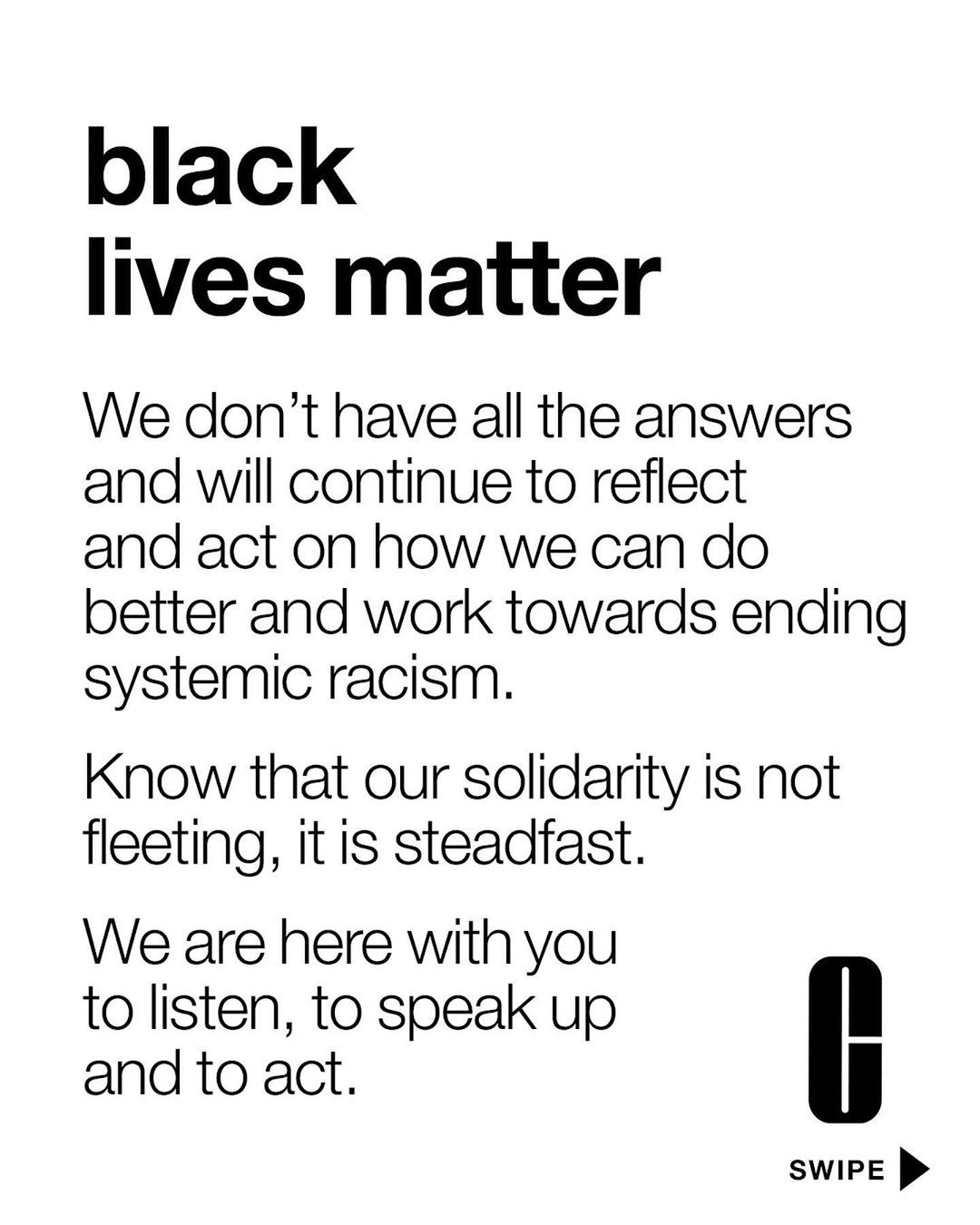 Clinique - To our Clinique Community,
We stand in solidarity with our Black employees, Black consumers and Black communities & firmly believe Black lives matter.
We don’t have all the answers, but we’...