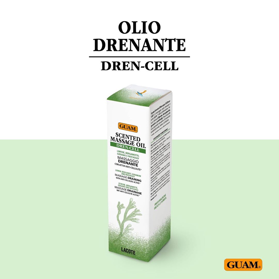 Fanghi d'alga Guam - Guam Scented Massage Oil Dren-Cell è un olio per il corpo con attivi drenanti dalla profumazione fresca e fiorita di limone, bergamotto, geranio e patchouly.
Lascia la pelle profu...