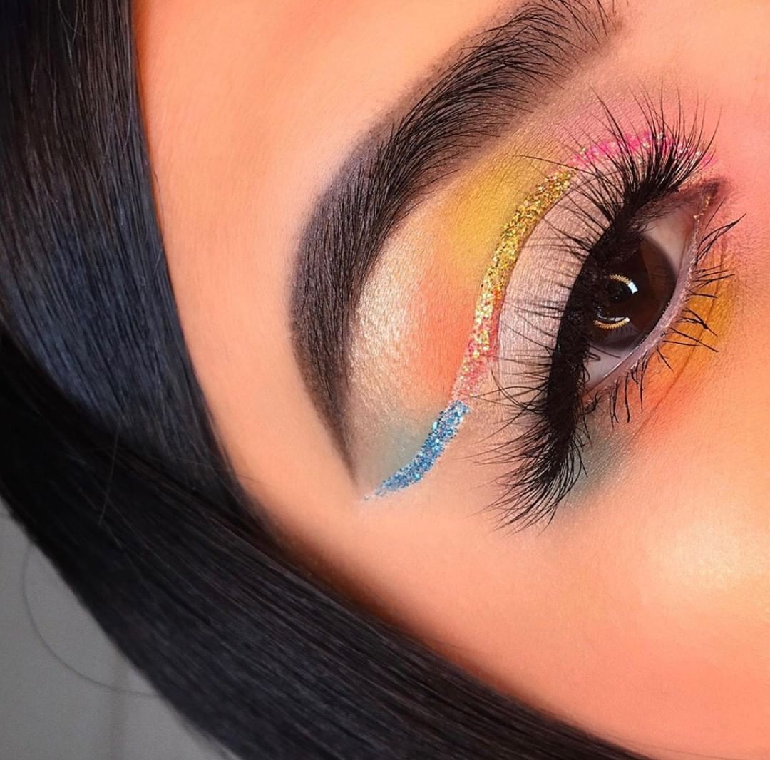 J. Cat Beauty - @jo.joxstacy is KILLING the eyeshadow game, how pretty is this?!🌈 She's wearing our  Rockin the Night Sparkling Powder in "Ultra Pink", "Gold Road", "Tangerine", and "Winter Icicle"✨⁠...