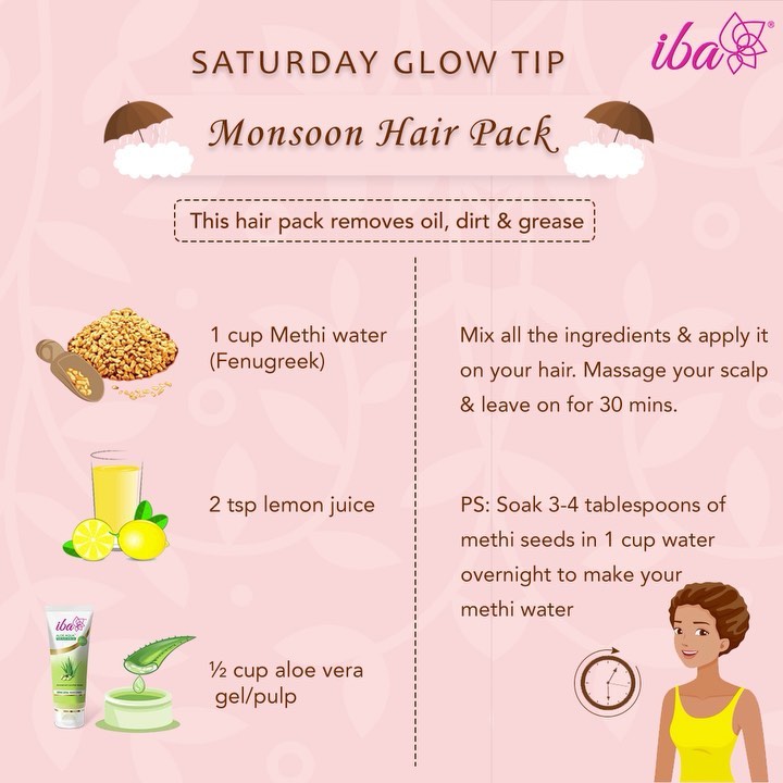 Iba - Weekend is here! Time for some hair care - your hair can get frizzy because of all the moisture in the weather - but we’ve got you covered! Try this Monsoon Hair Pack today! 💗
✨
✨
✨
✨
#methi #fe...