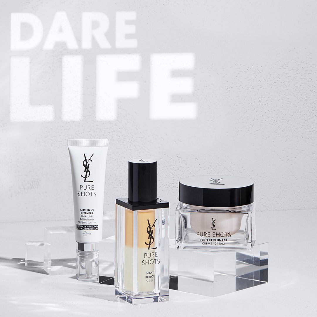 YSL Beauty Official - Push the limits of your life and make sure to take your skincare with you. 
PURE SHOTS UV AIRTHIN DEFENDER
PURE SHOTS NIGHT REBOOT SERUM
PURE SHOTS PERFECT PLUMPER FACE CREAM 
#y...