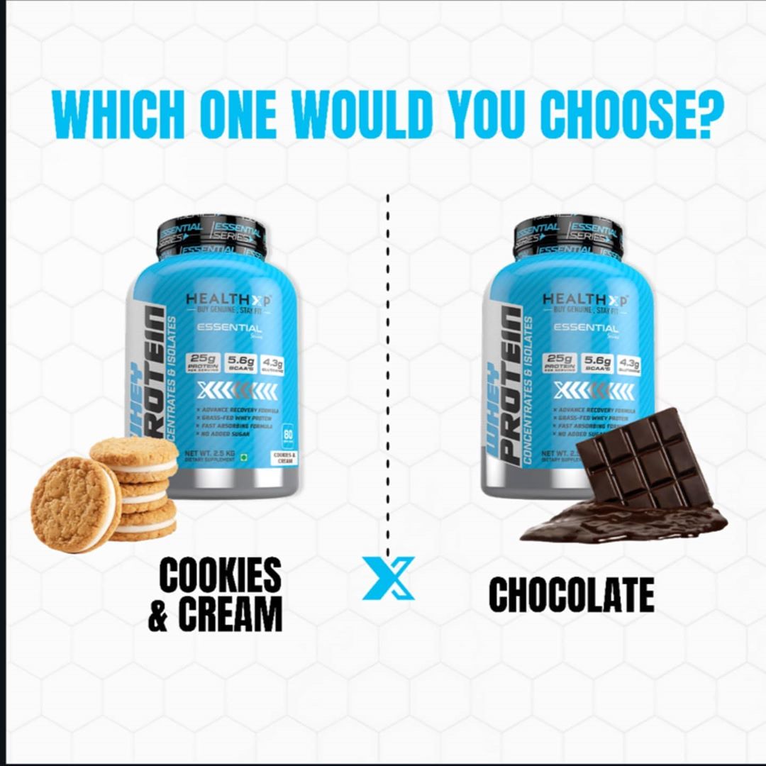 HealthXP® - Comment Your Favourite Flavour Of HealthXP 100% Whey Protein 👇
1. Chocolate 🍫 or 
2. Cookies & Cream 🍪.
-
Buy HealthXp 100% Whey Protein 80 serving.
 Get HealthXp Protein Bar Free 😍 visit...