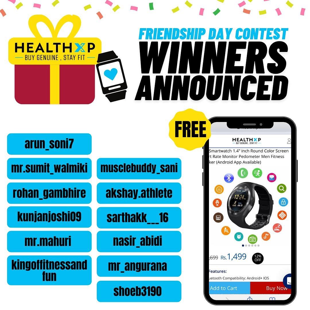 HealthXP® - Giveaway results announced🎊
.
.
Thank you everyone for participating and believing in us. Looking forward for more such activities.
.
.
.
.
#giveaway #winner #giveeawaywinners #healthxp #r...