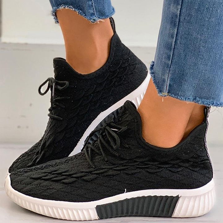 Joyshoetique - Knit Lace-up Casual Sneaker 🔥⁠
Search🔍:[LZT3147] ⁠
👠www.joyshoetique.com👠⁠
⁠
 #sneakers #fashion #style #streetstyle #love #beautiful #cute #girl #workout #sports