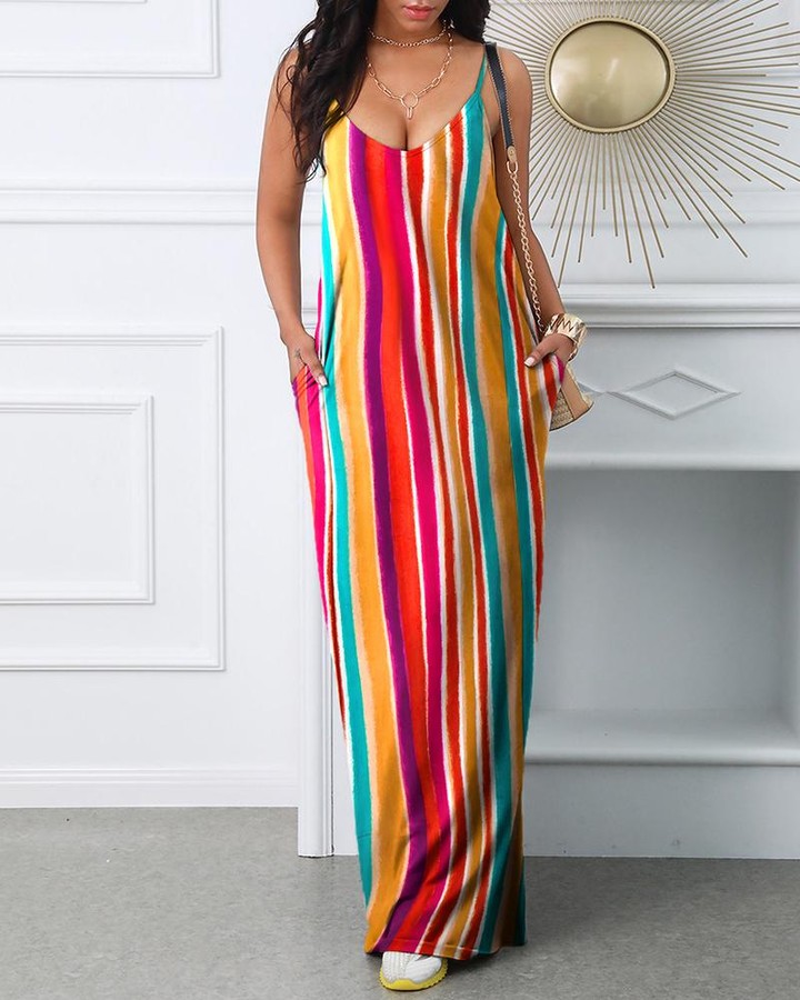 boutiquefeel_official - Striped Colorblock Pocket Design Casual Maxi Dress⁠
Click https://www.boutiquefeel.com to ⁠
search ZYQ0873B get more details.⁠
⁠
 #fashion #maxidress #summer