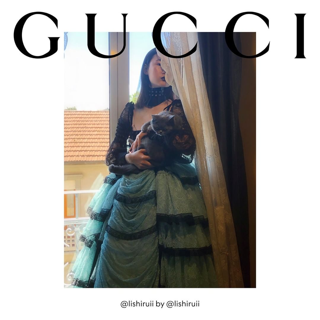Gucci Official - A gown with tiers of ruffled lace worn—and captured here—by @lishiruii as part of #GucciTheRitual, the #GucciFW20 campaign with creative direction by #AlessandroMichele and art direct...