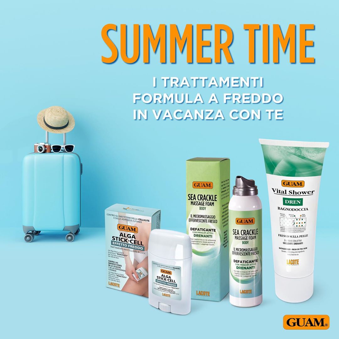 Fanghi d'alga Guam - Ecco i prodotti perfetti da portare in vacanza! 🏝🧡
❄️ Alga Stick-Cell effetto freddo: trattamento mirato contro gli inestetismi della cellulite*
❄️ Vital Shower Dren con Alga Arti...