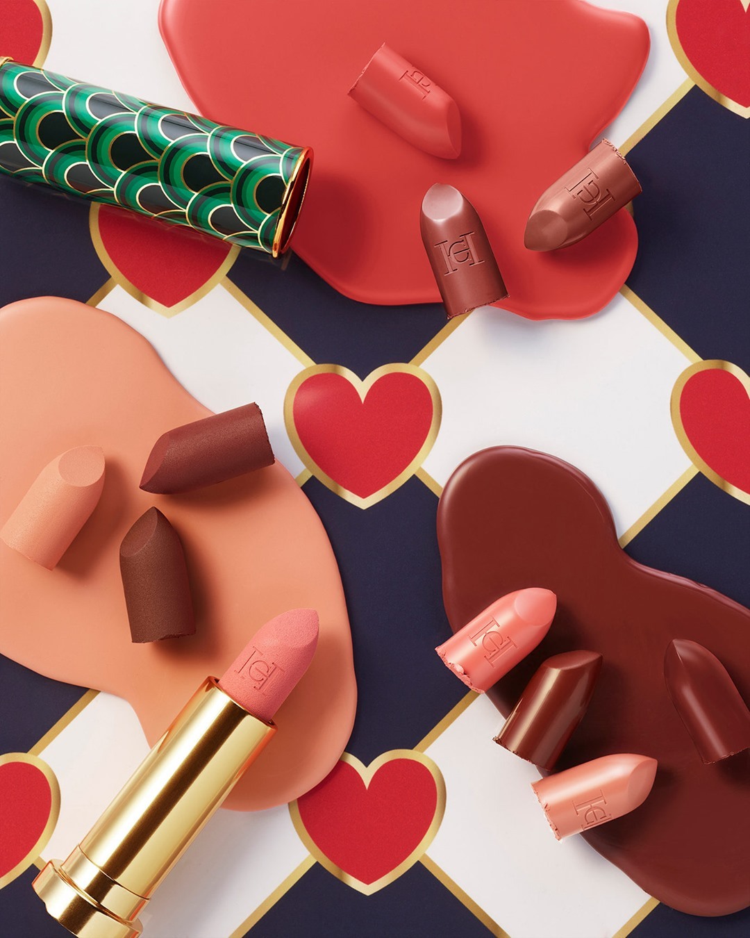 CAROLINA HERRERA - Attention: #HerreraBeauty may cause hearts to melt. Find your lipstick du jour crush with our palette of browns nudes and pinks and cap it off with the Green Waves print. Buy online...