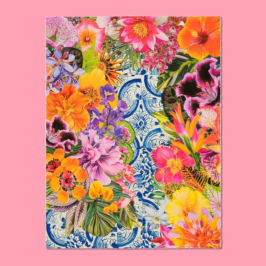 ebay.com - Gild the Lily (Caribbean Azulejo) by artist @CarlosRolon seamlessly blends Caribbean flora and Azulejo tile ultimately producing a new visual hybrid language. This hand-pulled edition furth...