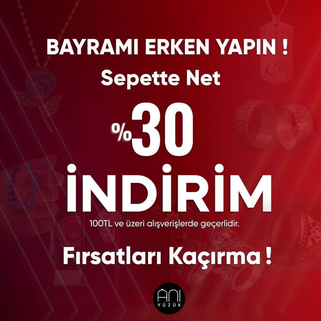 Anı Yüzük - Büyük bayram kampanyası en avantajlı şekilde burada!
100₺ ve üzeri tüm alışverişlerde sepette ek %30 indirimi anında aktif et, bayram keyfine indirim kat!

Hijyen ve sağlığınız için sipari...