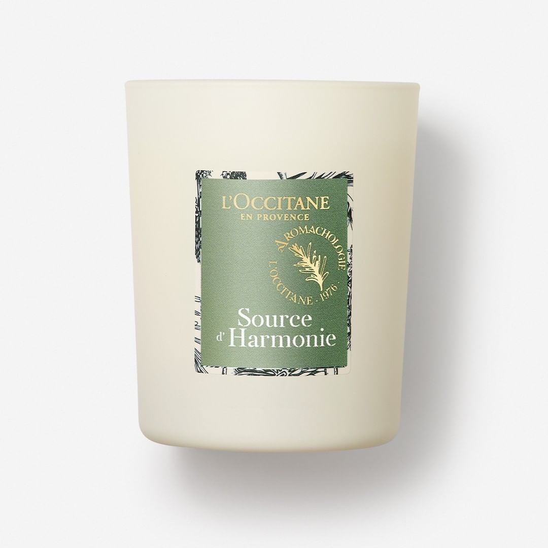 Escentual - "Source d’Harmonie is the candle equivalent of walking barefoot through a pine forest. The warmth of the sun energises the pine needles underfoot as aromatic notes of thyme and juniper sof...