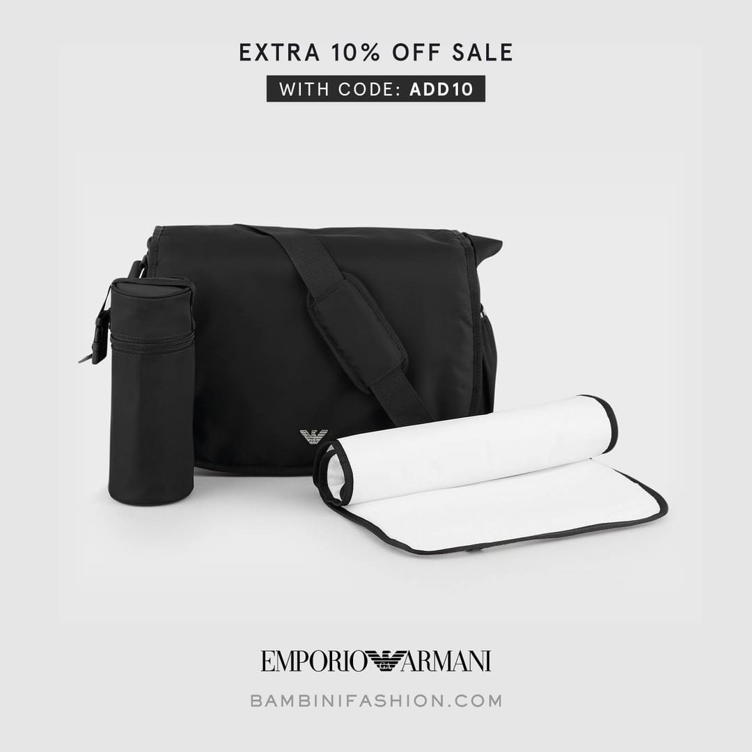 BAMBINIFASHION.COM - #emporioarmani brings us the best baby bag ever! Enjoy the high elegance of premium Italian artisans! #armani #babybag