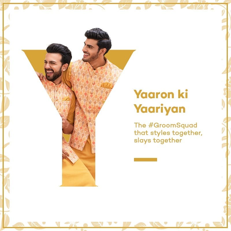 Manyavar - Make way for the fashion forward #GroomSquad who are here to make a remarkable statement with their matching styles.Tag your #GroomSquad in the comments below and explore this look by booki...