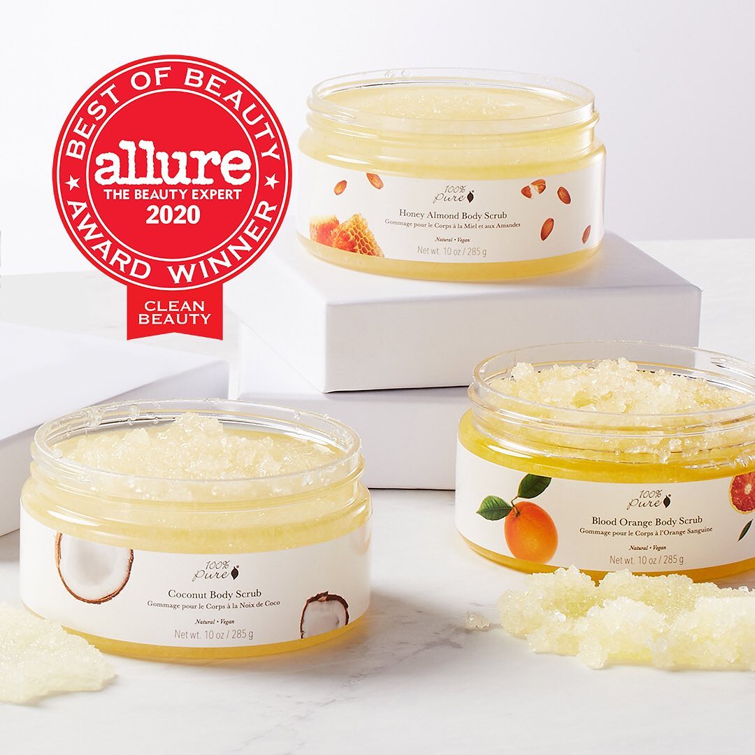 100% PURE - Have you heard the BIG news yet?! Our Body Scrubs won a coveted @Allure #BestofBeauty Award in the Clean category!!! 💛👑 Lather up in our #awardwinning salt scrub for healthy, glowing skin....