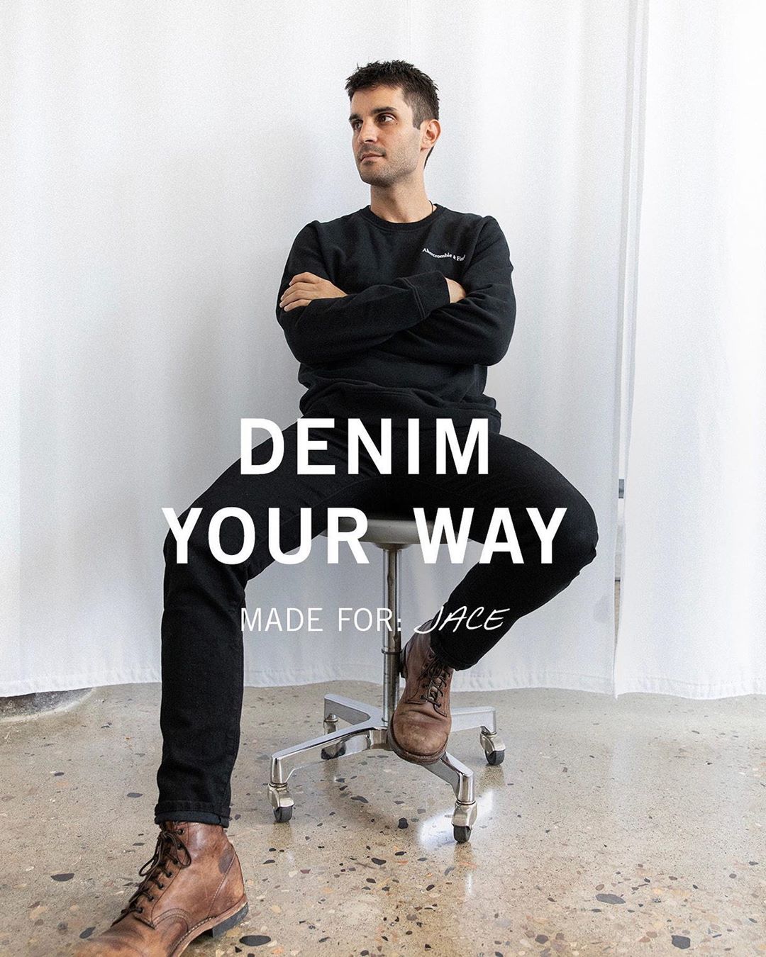 Abercrombie & Fitch - A&F home office photographer @jacelumley in our redesigned Skinny Jean. Featuring just the right amount of stretch for ultimate comfort—see more in our stories. #abercrombiemens