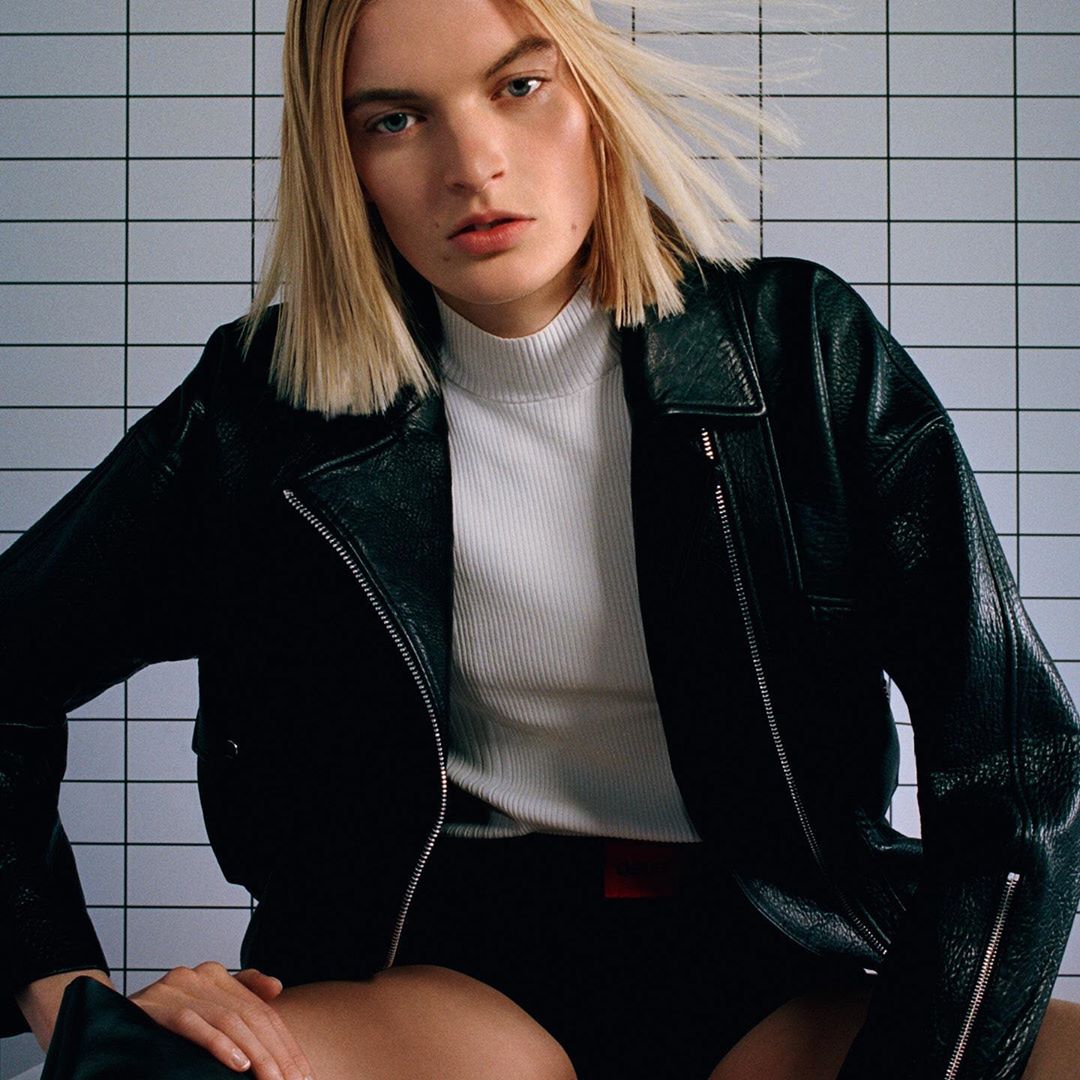 HUGO - Punk is back: our relaxed-fit, '80s-inspired biker jacket from #PreFall20 HUGO Womenswear #iamHUGO