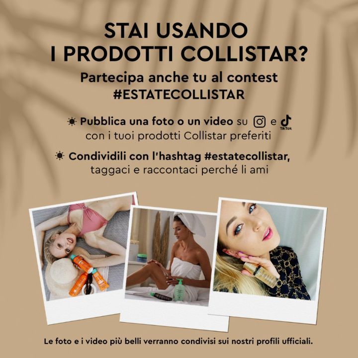 Collistar Italia - Stai usando prodotti Collistar? Partecipa anche tu al contest #EstateCollistar! ☀️Pubblica una foto o un video su Instagram o TikTok con i prodotti Collistar a cui non rinunci mai i...