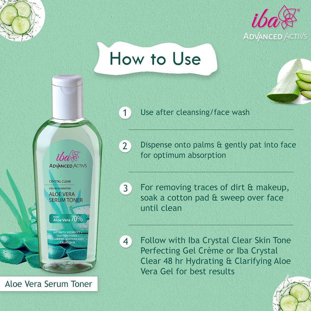 Iba - 2in1 Serum & Toner enriched with the goodness of Aloe Vera 💚💚

💗 Dermatalogically Tested
💗 Clinically Proven
💗 Alcohol Free
💗 Oil Free
💗 Vegan -Cruelty Free 

Crystal Clear Skin Rejuvenating Alo...