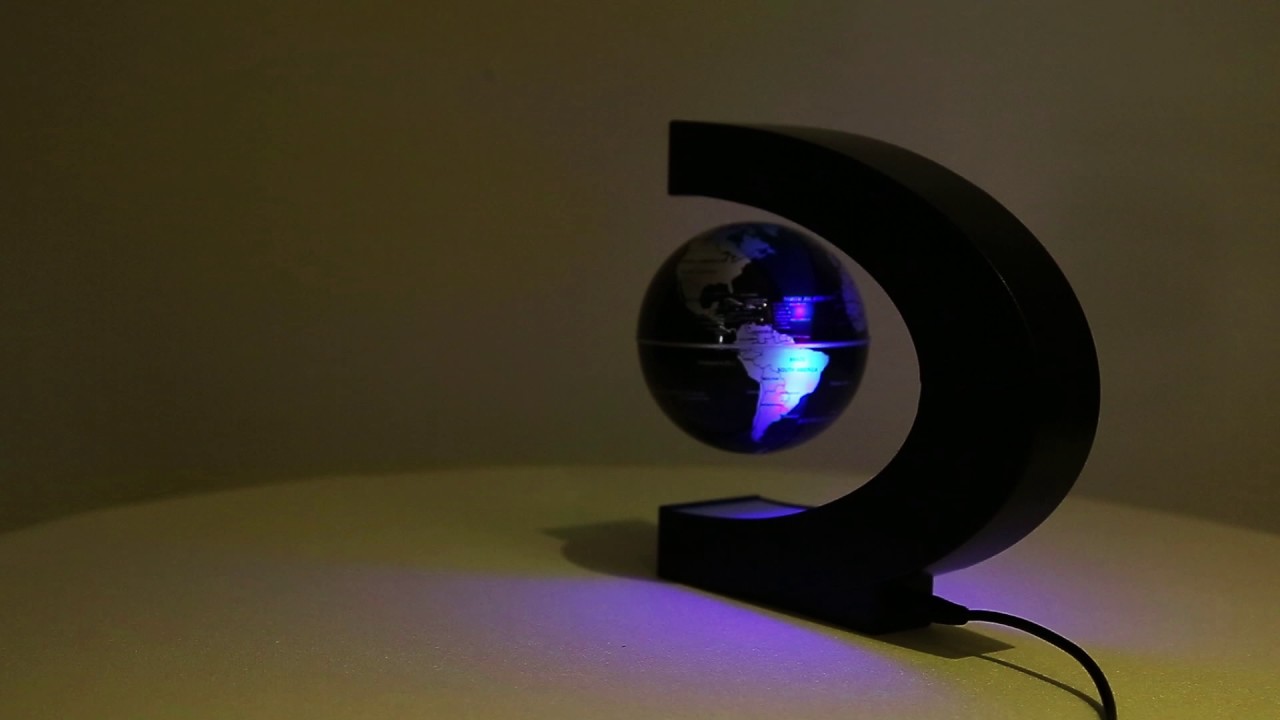 C Shape Floating Magnetic World Map Globe With LED Light