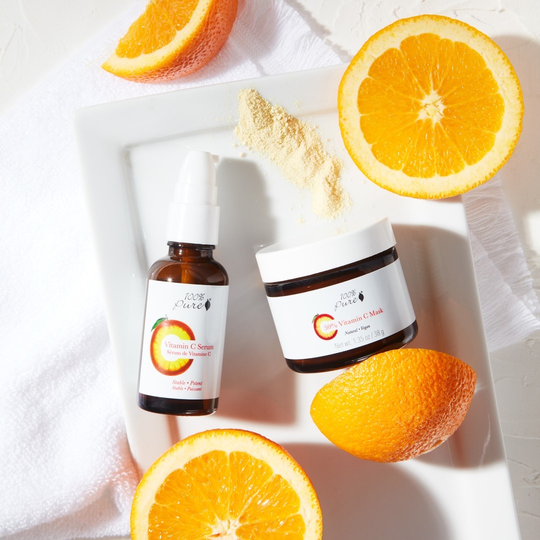 100% PURE - Soooo this $78 #vitaminC duo is FREE right now?! 😲🍊 Our Vitamin C Serum hydrates with refreshing aloe gel while the Vitamin C Mask is boosted with brightening fruit enzymes - the perfect p...