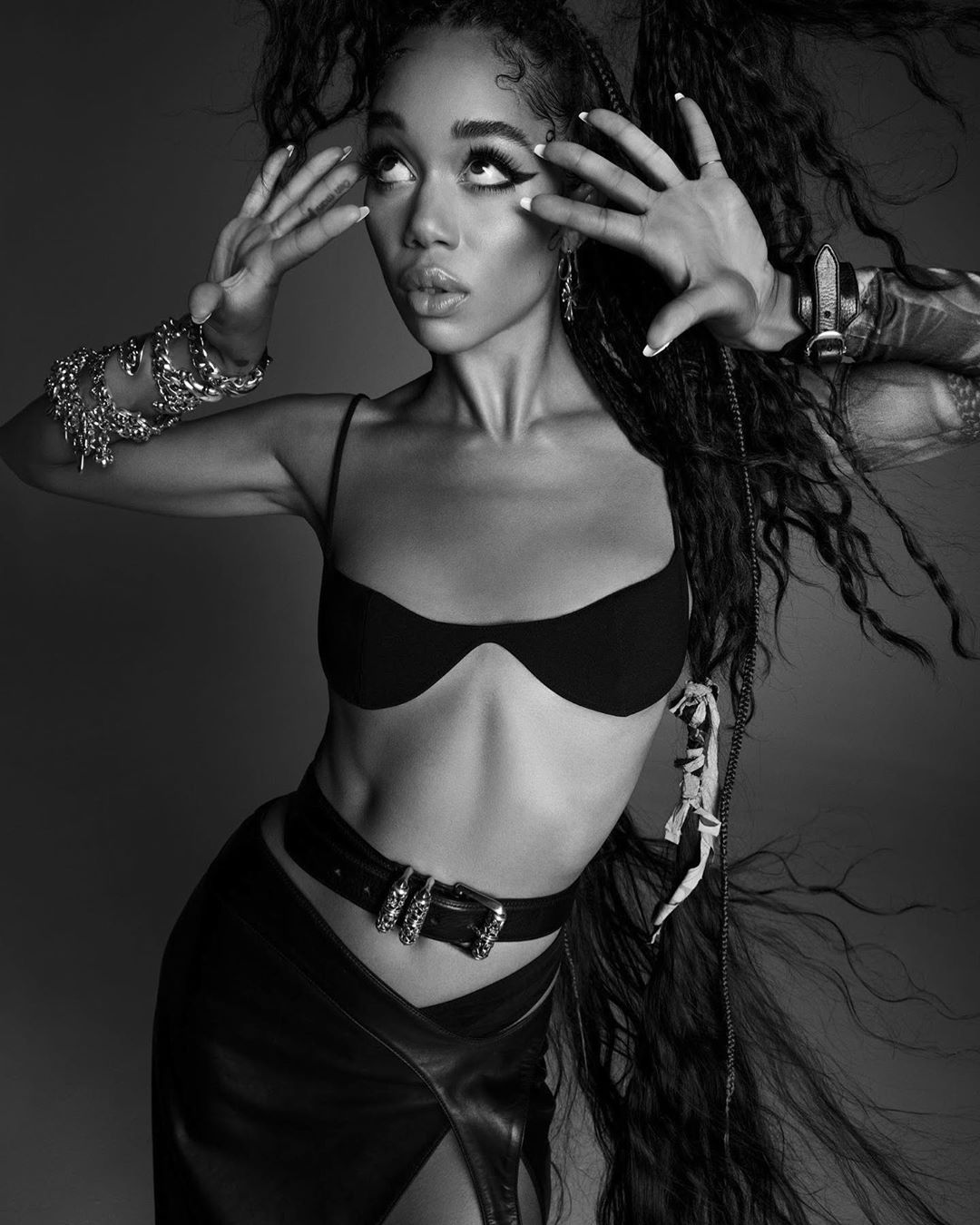 MUGLER - @lauraharrier wears a black bra with harness skirt from fall winter 2020 for 
V Magazine. 
-
-
Magazine @vmagazine 
Photographer @inezandvinoodh 
Stylist @alexwhiteedits 
#mugler