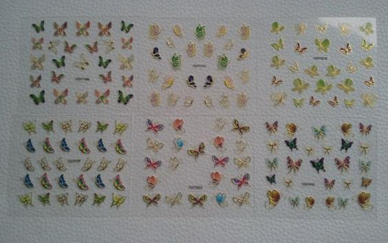 Наклейки для ногтей Aliexpress Бабочки 3D - 24Pcs in 1 Large Size Sheet Moon Butterfly Animal Pattern For Stamping 3D Nail Sticker Charms Bronzing Nail Art Decal JH130 фото