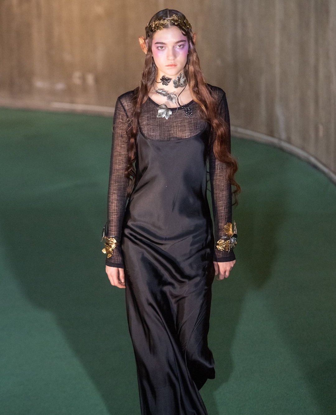 A N T O N I O L I . E U - Runway look: @anndemeulemeester_official black stretch viscose floor length dress