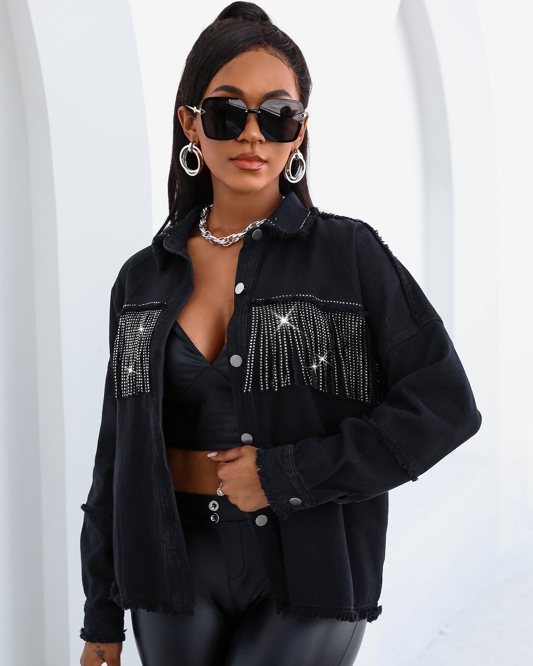 boutiquefeel_official - Studded Tassel Design Casual Shirt⁠
Shop Iteam🔍: MF0014⁠
Shop:boutiquefeel.com⁠
⁠
 #fashion #style #ootd #streetstyle