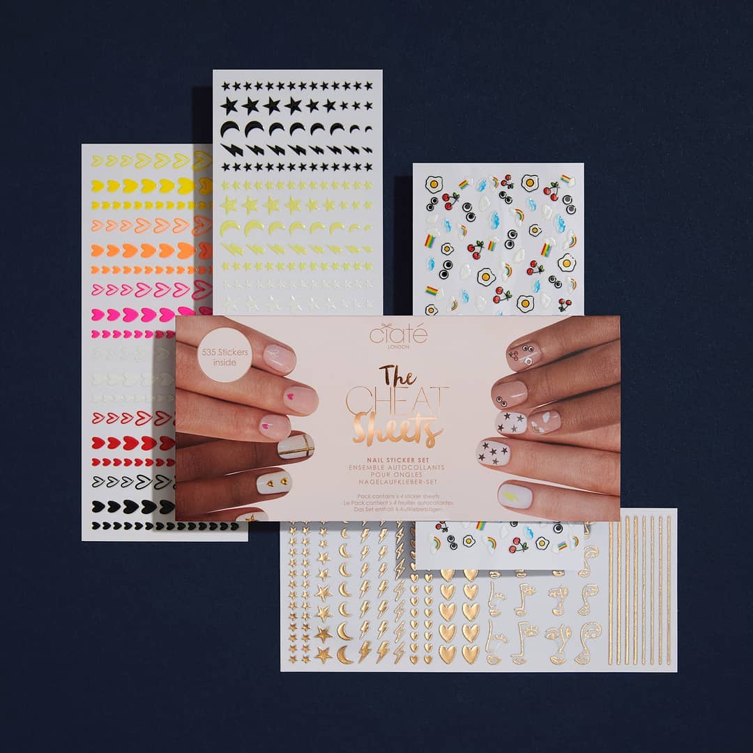 Ciaté London - After popular demand #TheCheatSheets Vo. 2 is HERE 😍 check-out the 4 on trend nail sticker designs 💥 
​1.Hearts ❤️  
​2. Playful Random 🍒 🌈  
3. Gold Foil Collection  💫 
​4. Stars, Moo...