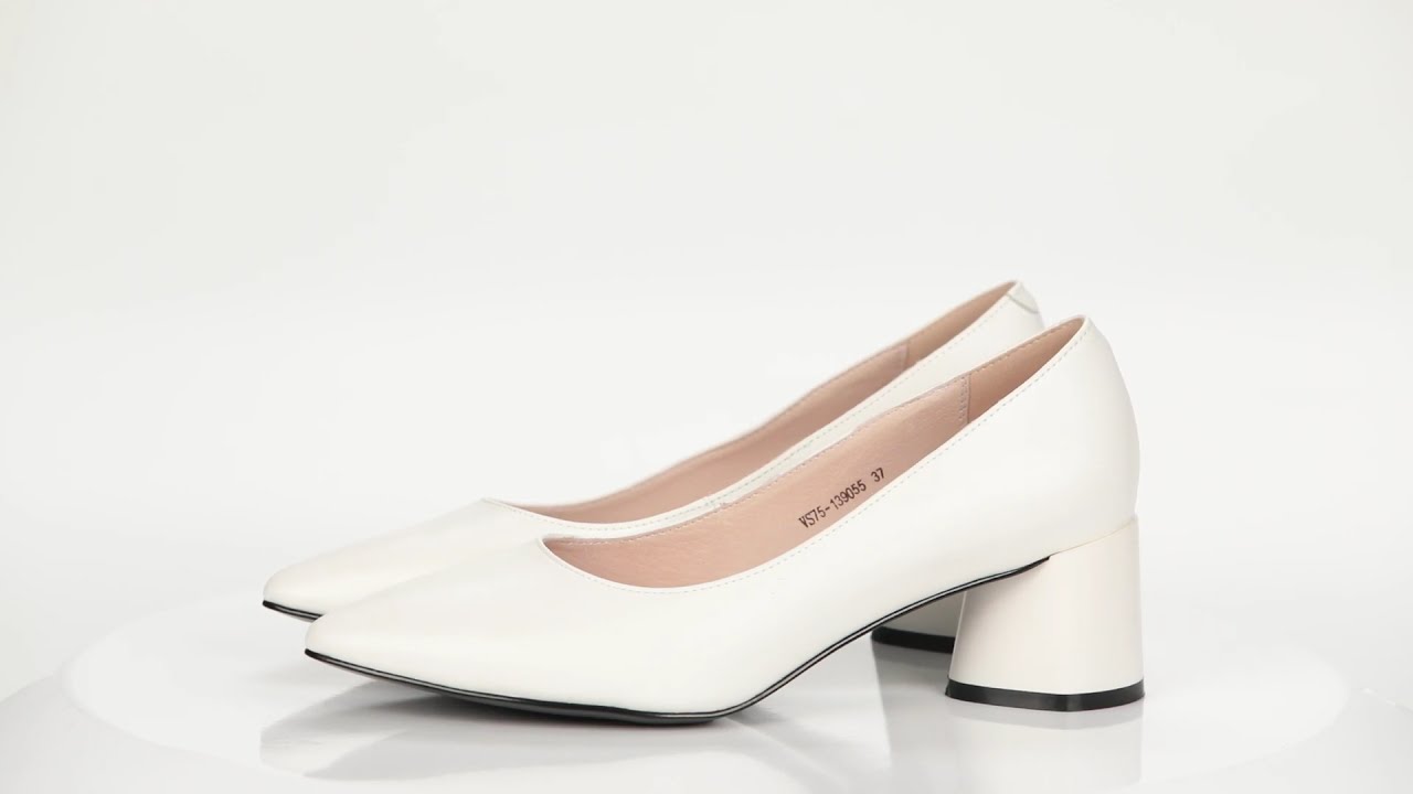 Белые туфли из кожи на устойчивом каблуке VS75-139055