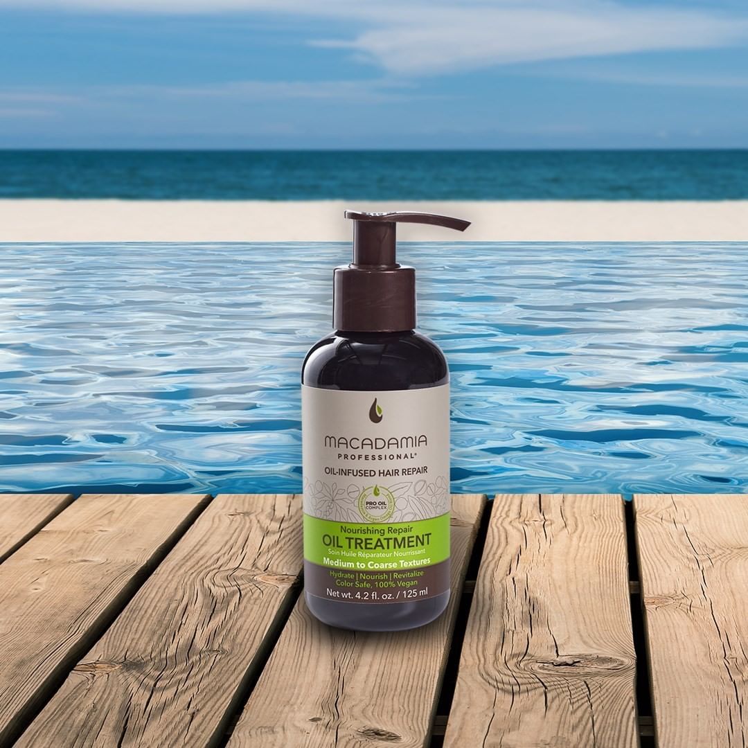Macadamia Beauty - Restore moisture and fight off brittle strands while enjoying a dip in the pool.

Macadamia Nourishing Repair Oil Treatment reinforces hair’s natural protective barrier while adding...