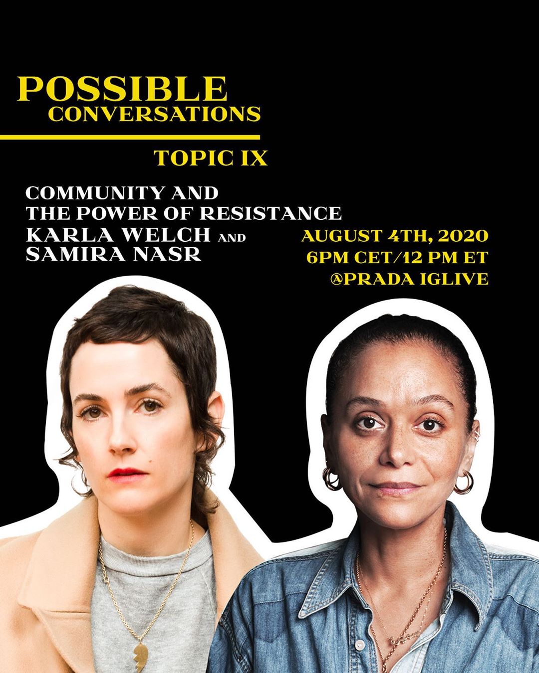 Prada - Topic IX of #PradaPossibleConversations is "Community and the Power of Resistance". Please join @karlawelchstylist and @samiranasr via #InstagramLive on August 4th, 6pmCET. ⠀⠀
With each live c...