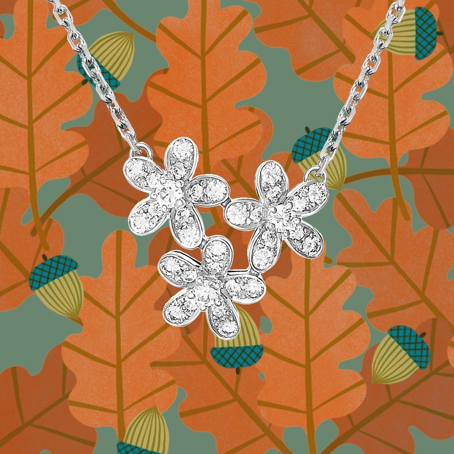 Van Cleef & Arpels - Step into the autumnal universe of French Artist @charlotte.gastaut and spot the diamonds of the Socrate creations among the fallen oak leaves. #VCAsocrate #VCAflora #VanCleefArpe...
