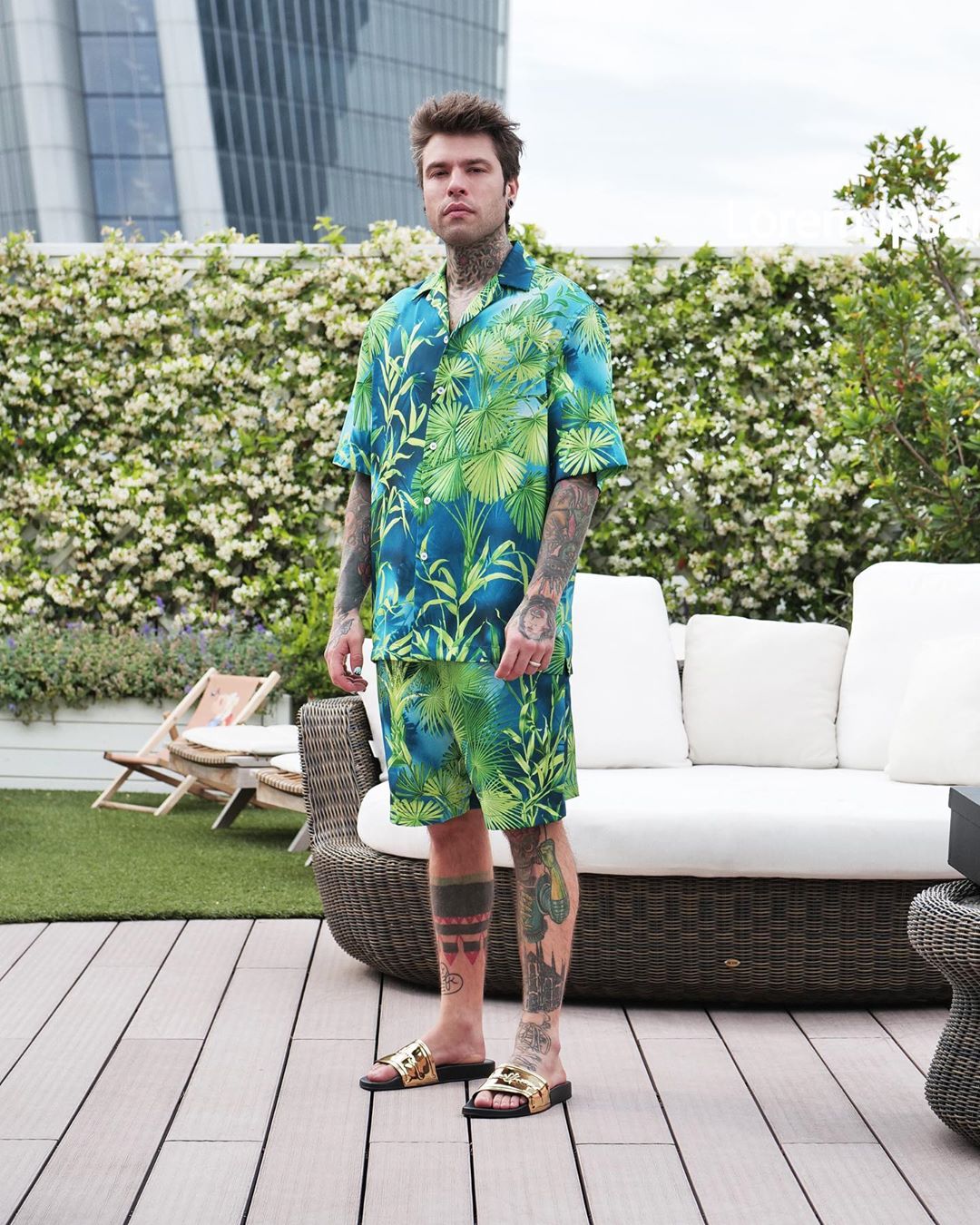 Versace - Donatella Approved: @fedez photographed wearing a look from the men’s #VersaceSS20 Collection, styled by @donatella_versace as part of the #DVTV series. #DateWithDonatella