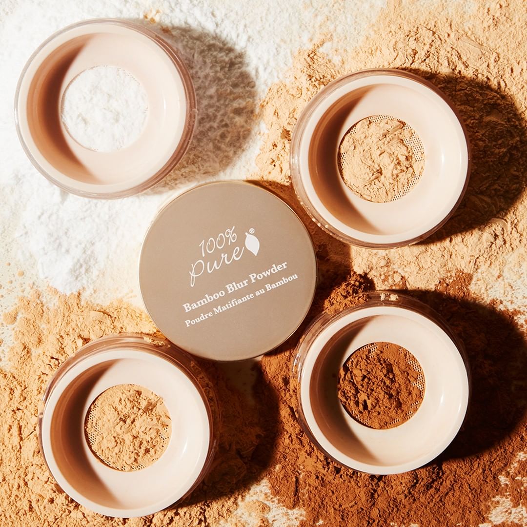 100% PURE - It's heating up... Is anybody else getting a little oily? Our #talcfree Bamboo Blur Powder is made with bamboo silica, an antioxidant that removes excess shine and keeps your face in place...