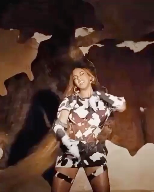 Burberry - Created by #RiccardoTisci, #Beyoncé wears a custom cow-print corset top with matching mini skirt in #BlackIsKing –
her new visual album from Disney
 .
#InBurberry