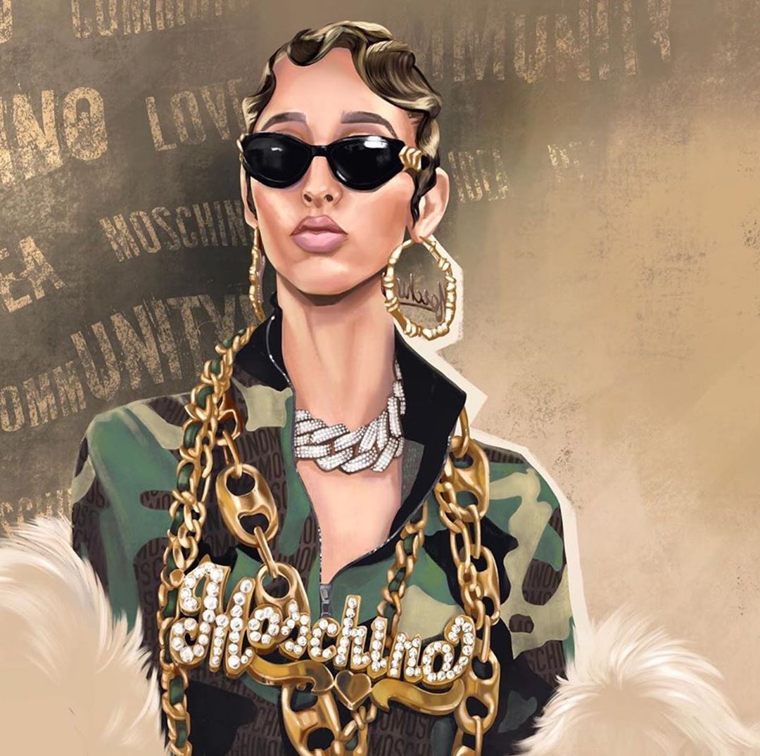 Moschino - #Repost @voyalen
・・・
pre-fall 2020 with @yasminwijnaldum 
#moschino @itsjeremyscott #jeremyscott #yasminwijnaldum