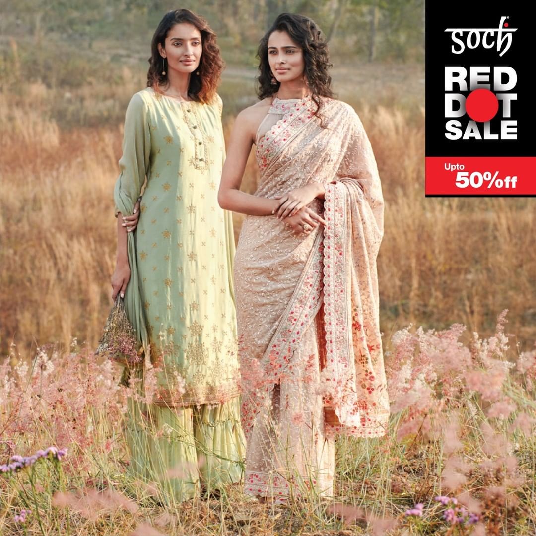 Soch - Pastel Salwar Suits and delicate Sarees enhanced with zari embroidery, make for must-have statement pieces in your wardrobe. 

Shop now at the Red Dot Sale online and at your nearest Soch store...