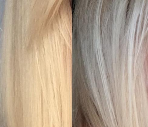 Концепт серебристый блонд бальзам фото на волосах