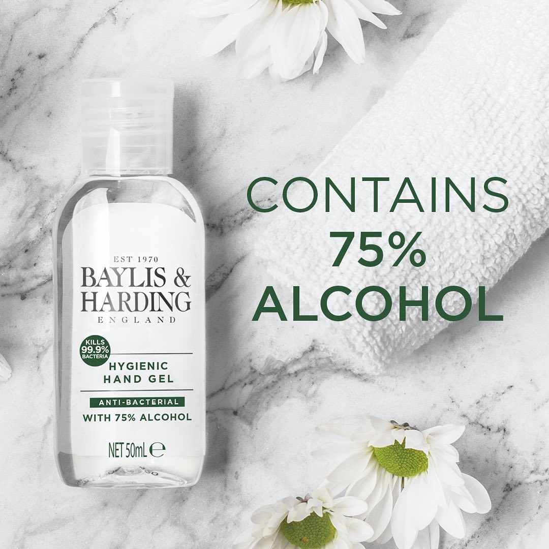 Baylis & Harding - Our antibacterial hand gel formula contains 75% alcohol that is proven to kill 99.9% of bacteria to help you stay safe when your out and about👏 Pop our hand gel bottle in your bag t...