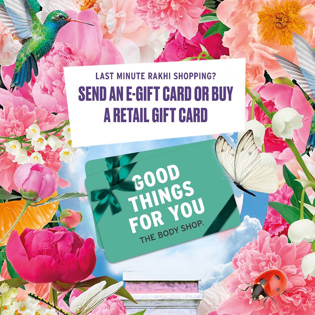 The Body Shop India - Still wondering what to gift your sibling? Here's a last minute Rakhi gifting solution – The Body Shop e-Gift Card! The perfect way to send some love from afar to your beloved si...