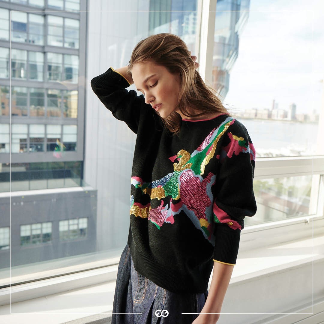 ESCADA - Brighten up dull Fall days with this playful embellished parrot jumper – inspired by the revered ESCADA by Margaretha Ley archives. #EscadaSport