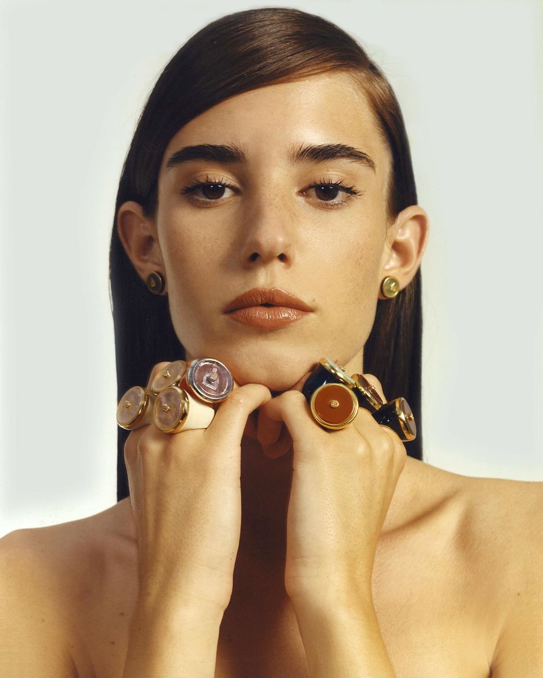 LANVIN - #LanvinMotherandChild rings in red agate, amethyst or pink quartz and earrings in jade. Available via link in bio and in stores. 
#LanvinJewelry 
#Lanvin 
Courtesy of @valentinbgiacobetti