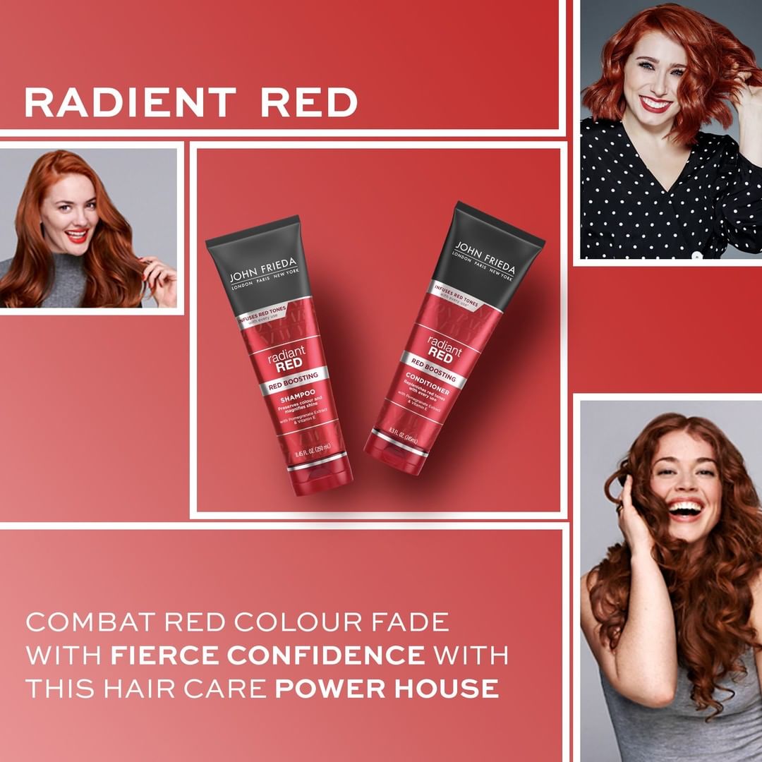 John Frieda US - The leaves may be falling flat 🍂, but your color shouldn’t! Keep your red color looking radiant all season long with this custom shampoo and conditioner designed specifically to comba...