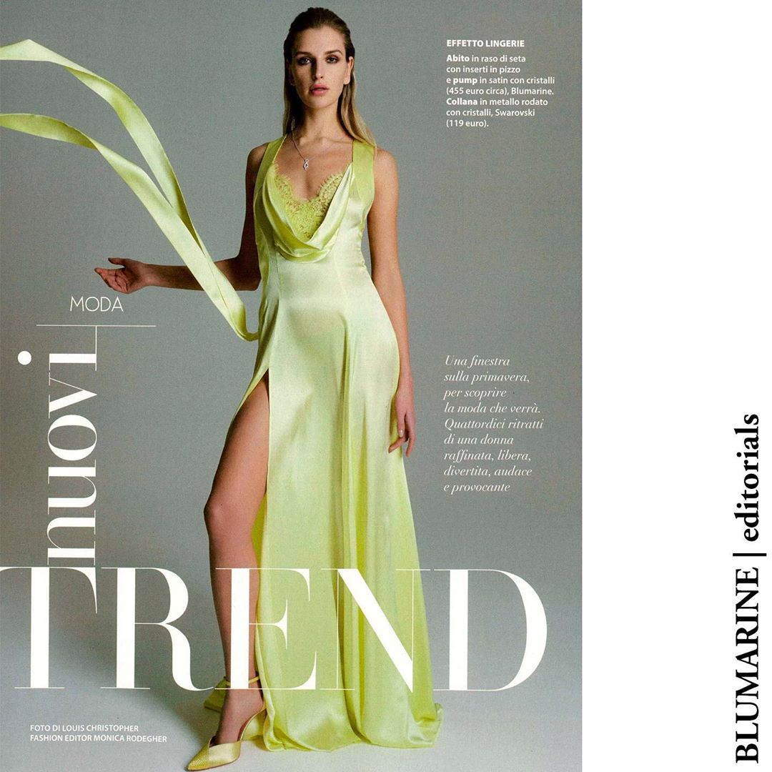 Blumarine - New trends. #BlumarineSS20 long silk dress as seen on @thatsfabofficial magazine, issue 8. Shot by @louis_christopher, styled @monica_rodegher.
#Blumarine #SS20
