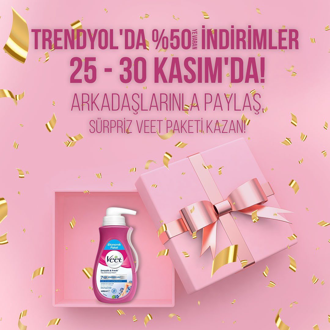 Veet Türkiye - Hem kendin Sürpriz Veet Paketi kazanmak hem de arkadaşına kazandırmak ister misin?
Bu paylaşımı beğen, bir arkadaşını bu postun altına etiketle, @veettr Instagram hesabını takip et...